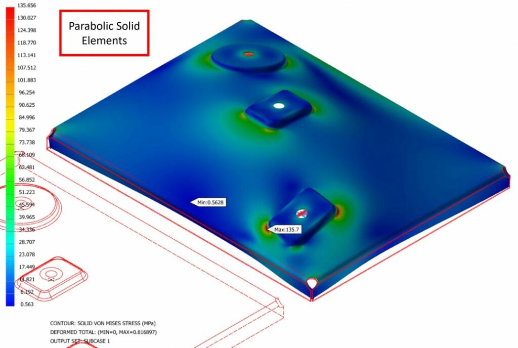 FEA - Test 5 - Parabolic Solid Elements Stress