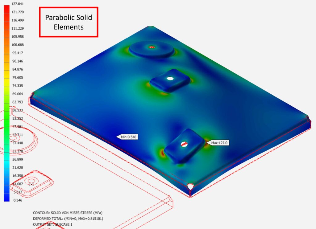 FEA - Test 4 - Parabolic Solid Elements Stress